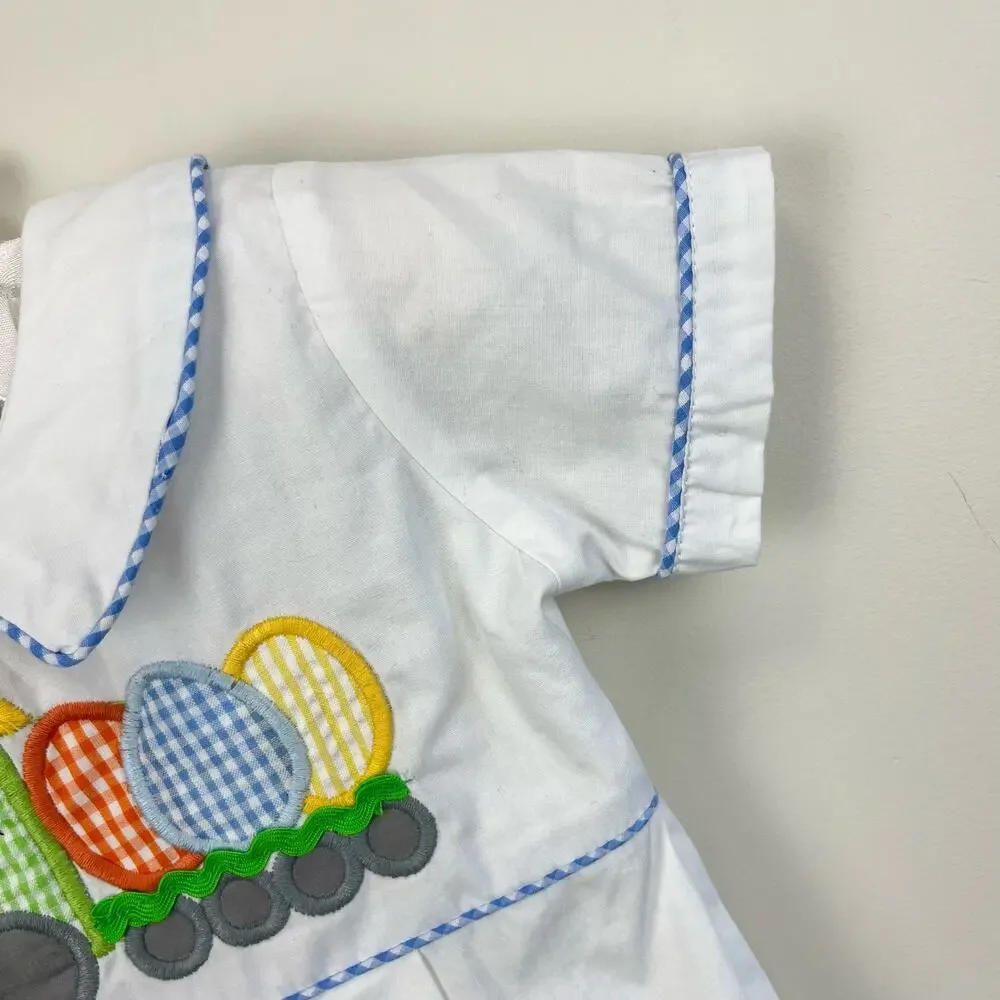 Lil Cactus Applique Easter Bunny Shortall Romper 6-12 Months